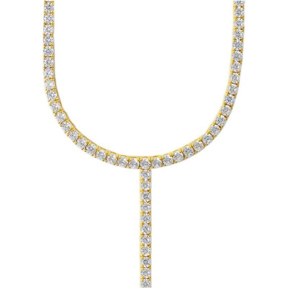 Cloverpost Mile 14K Plated Cz Tennis Lariat Necklace - Picture 2 of 3